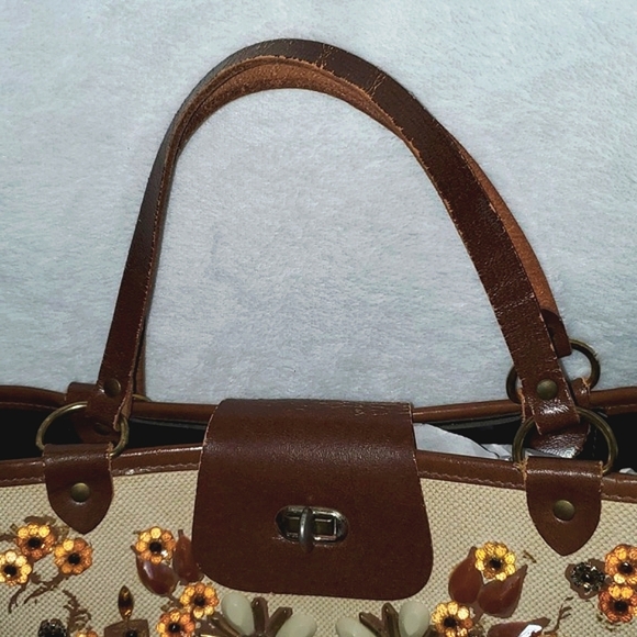 Vtg Collins of Texas Treasured Thoughts Classic Jeweled Tote Bag - Picture 8 of 16